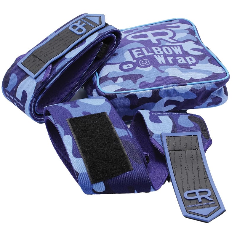 PR Personal Record Elbow Wraps for Weightlifting - Heavy Duty Construction, 25% More Elasticity, Reinforced Stitching, Extra Wide Fastener, Easy to Adjust, (Blue Camo) - Image 2